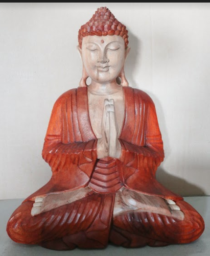 Statue Bouddha Sculptée Main - 40cm - Accueil