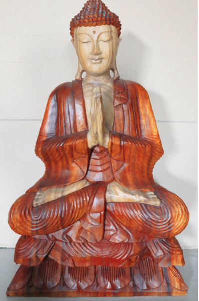 Statue Bouddha Sculptée Main - 80cm - Accueil