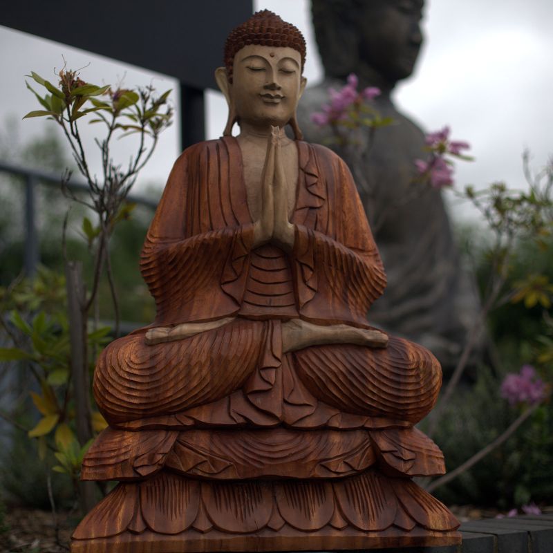 Statue Bouddha Sculptée Main - 80cm - Accueil