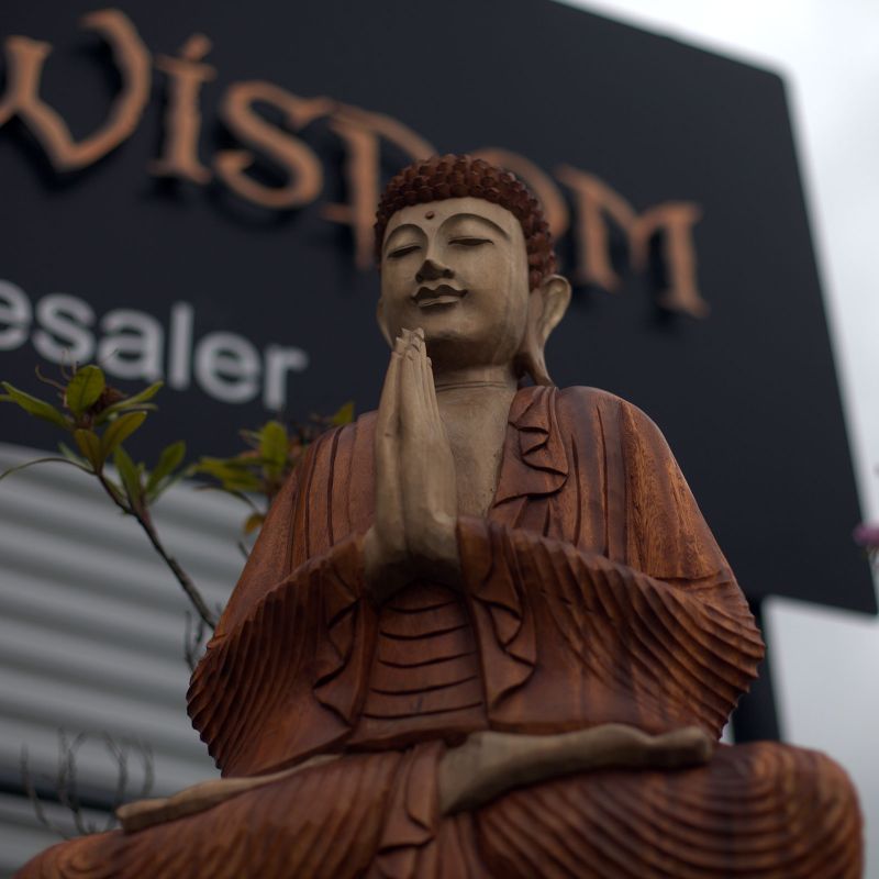 Statue Bouddha Sculptée Main - 80cm - Accueil