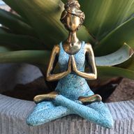 Figurine Yoga Femme - Bronze & Turquoise 24cm