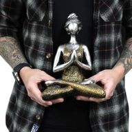 Figurine Yoga Femme - Bronze & Turquoise 24cm