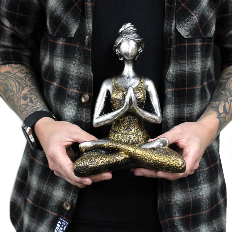 Figurine Yoga Femme -Argent & Or 24cm