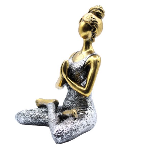 Figurine Yoga Femme - Bronze & Argent 24cm