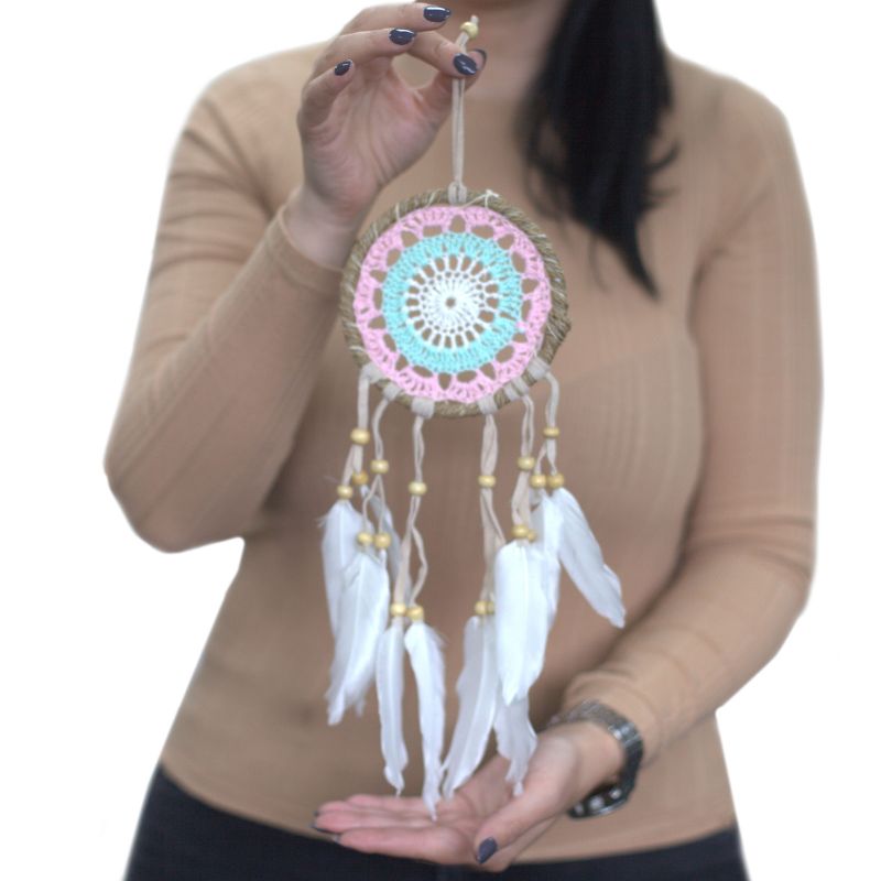 Attrapes-Rêve Macramé Pastel - Tons Rose 12cm