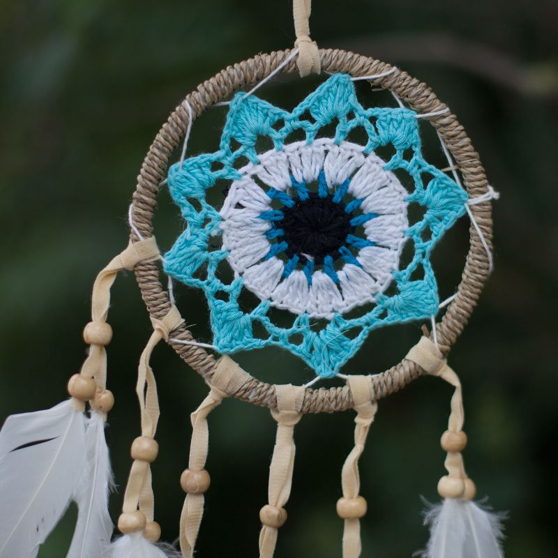 Attrapes-Rêve Macramé Pastel - Tons Bleu 12cm