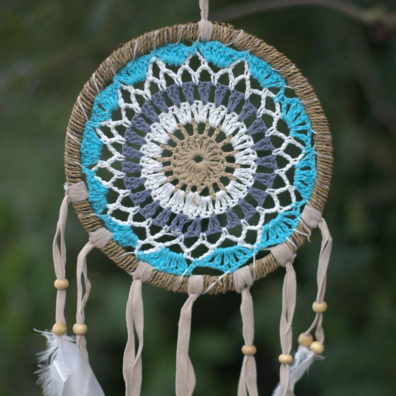 Attrapes-Rêve Macramé Pastel - Tons Bleu 16cm