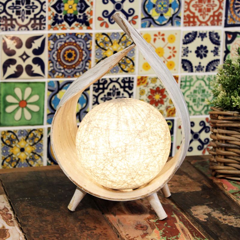Lampe Naturelle en Noix de Coco - Enveloppe Blanchie