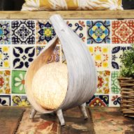 Lampe Naturelle en Noix de Coco - Enveloppe Grisée