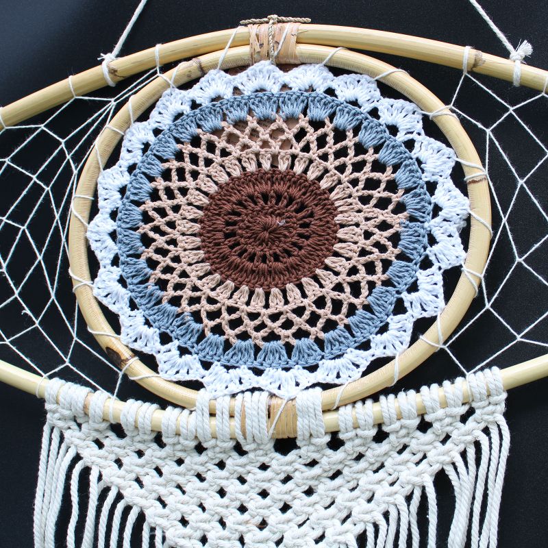 Attrape-Rêve Protection - Grand Œil Macramé Marron