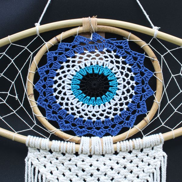 Attrape-Rêve Protection - Grand Œil Macramé Noir