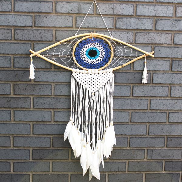 Attrape-Rêve Protection - Grand Œil Macramé Noir