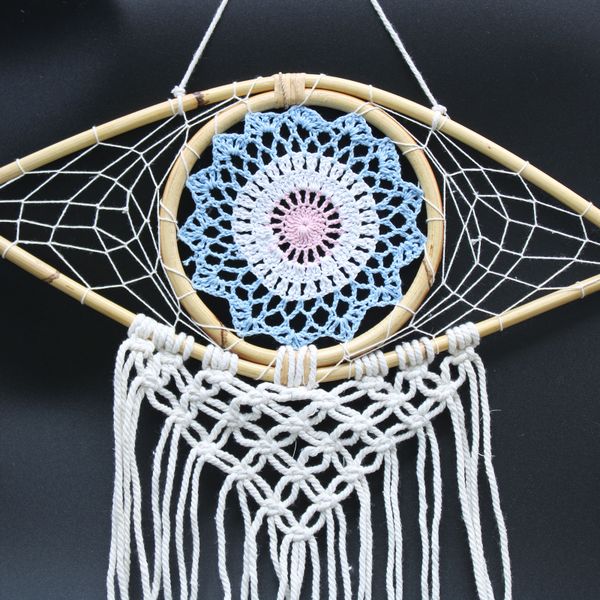 Attrape-Rêve Protection - Moyen Œil Macramé Rose