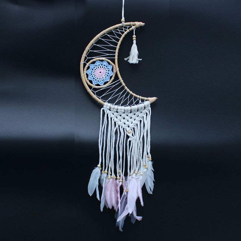 Attrape-Rêve Protection - Petite Lune Macramé Pastel