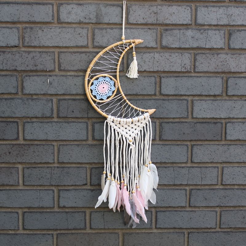 Attrape-Rêve Protection - Petite Lune Macramé Pastel