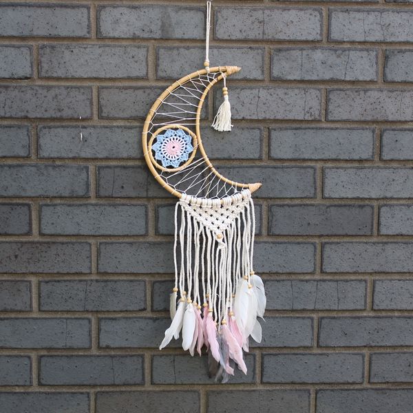 Attrape-Rêve Protection - Petite Lune Macramé Pastel
