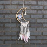 Attrape-Rêve Protection - Petite Lune Macramé Pastel