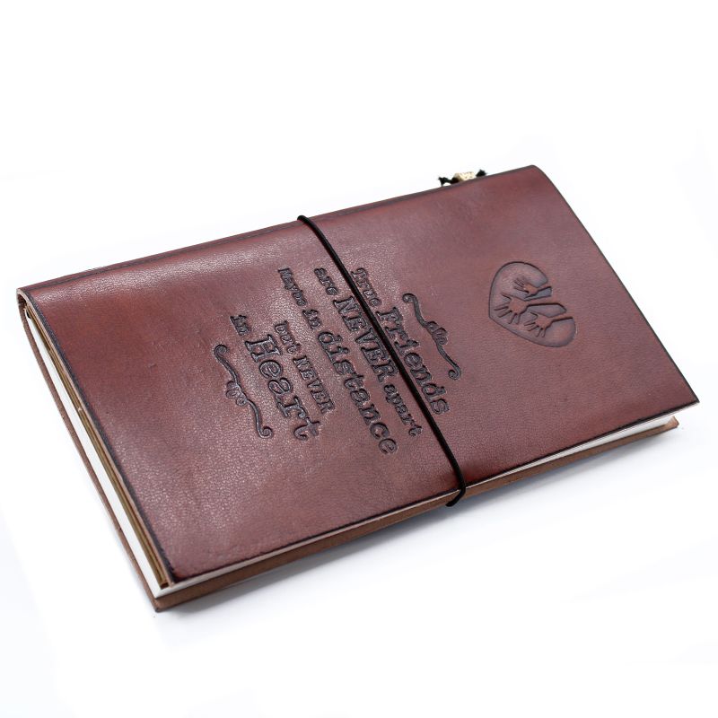 Carnet en Cuir - Vrais amis - Marron