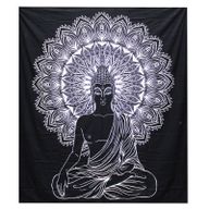 Dessus de Lit Double/ Tenture N&B - Bouddha