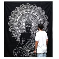 Dessus de Lit Double/ Tenture N&B - Bouddha
