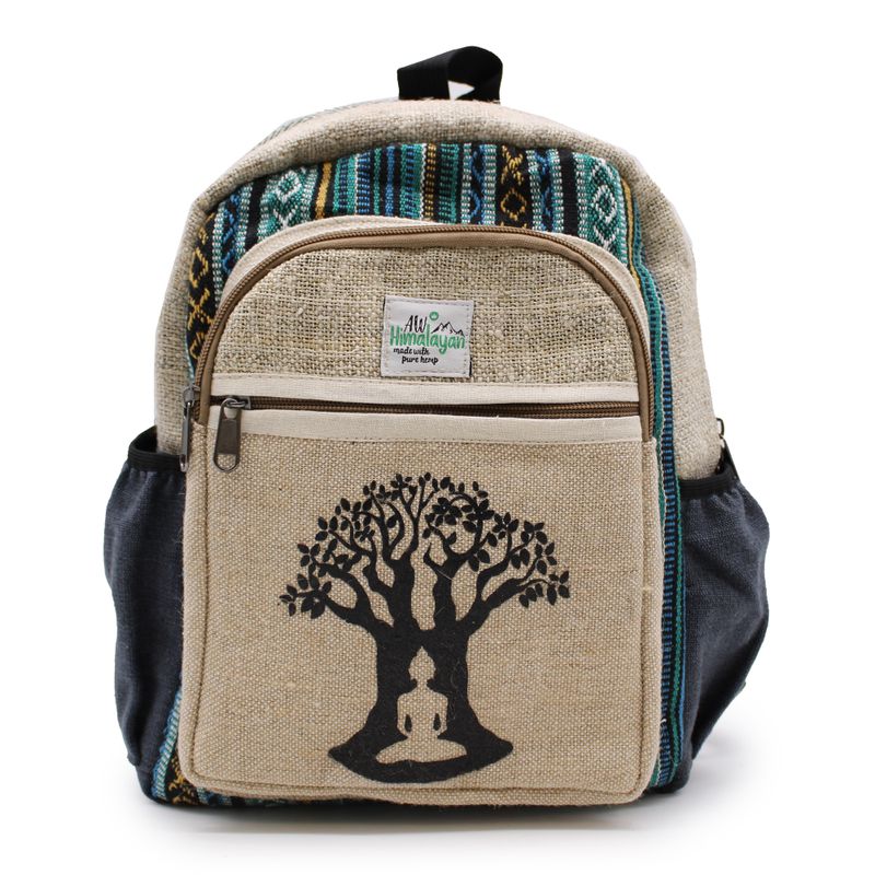 Petit Sac à Dos en Chanvre -  Design Arbre Bodhi