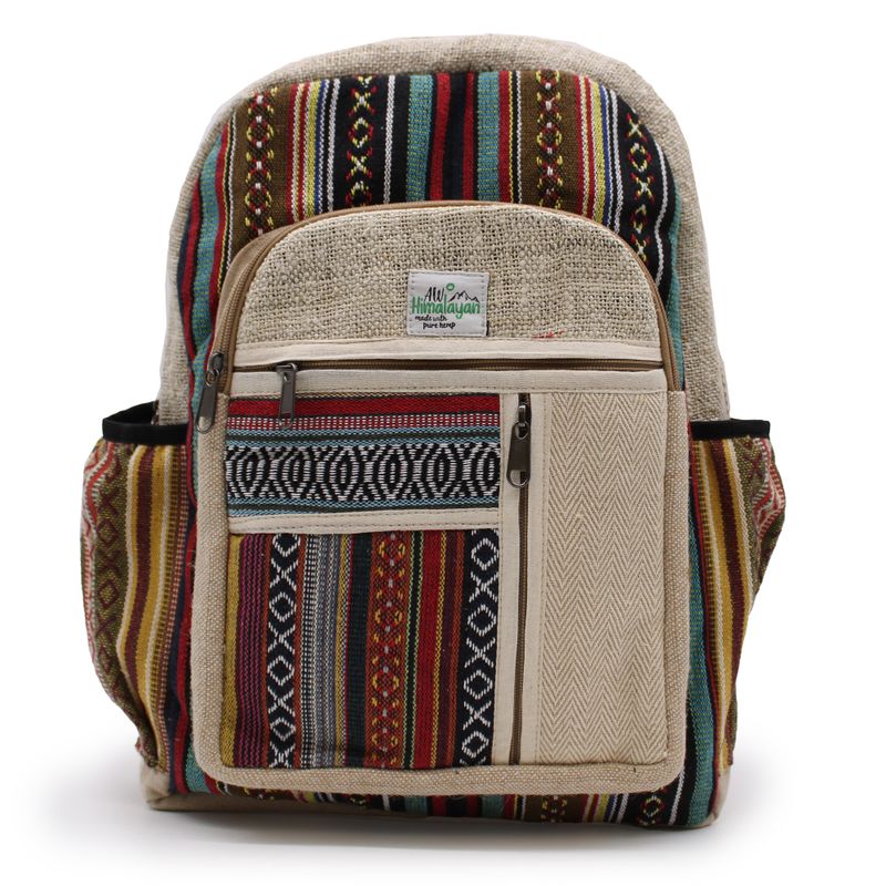 Grand Sac à Dos en Chanvre - Style Zips Droites