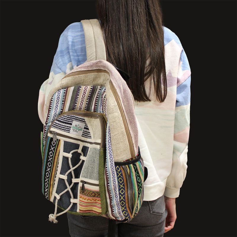 Grand Sac à Dos en Chanvre - Style Corde et Poches