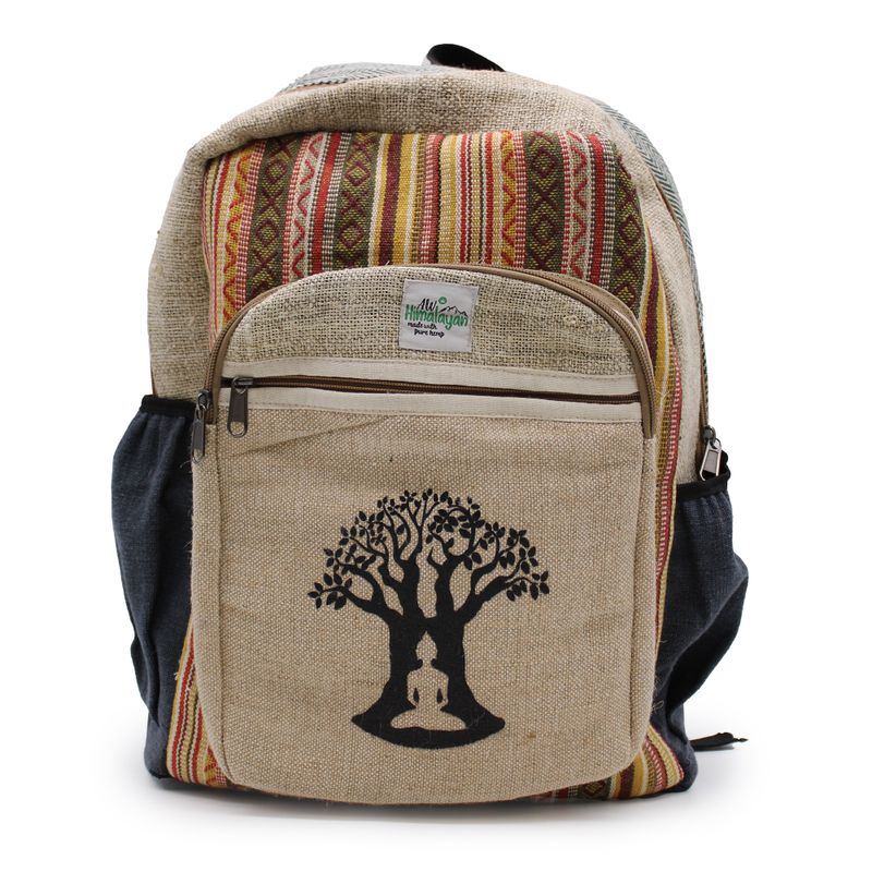 Grand Sac à Dos en Chanvre - Design Arbre Bodhi