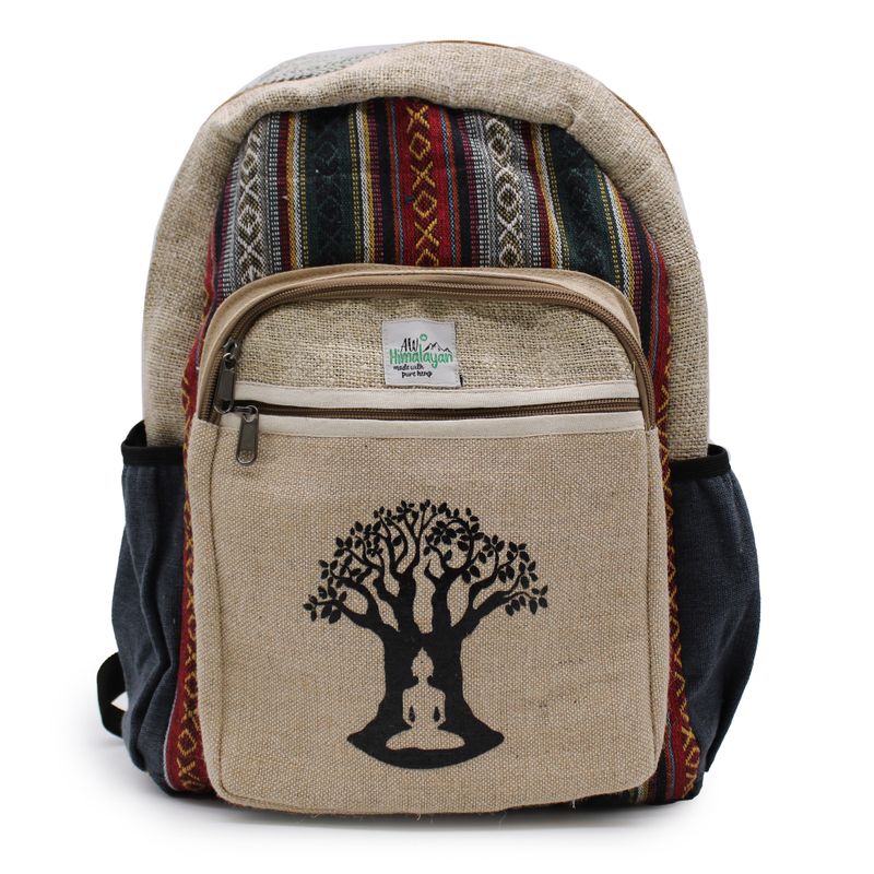 Grand Sac à Dos en Chanvre - Design Arbre Bodhi
