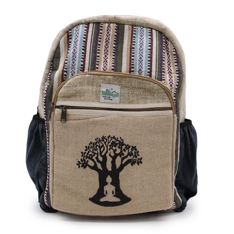 Grand Sac à Dos en Chanvre - Design Arbre Bodhi