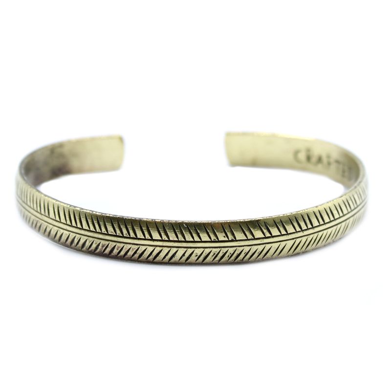 Bracelet Tibétain en Laiton - Feuille Fine Tribal