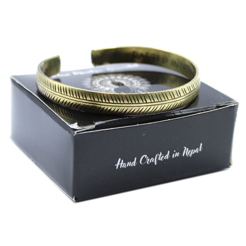 Bracelet Tibétain en Laiton - Feuille Fine Tribal