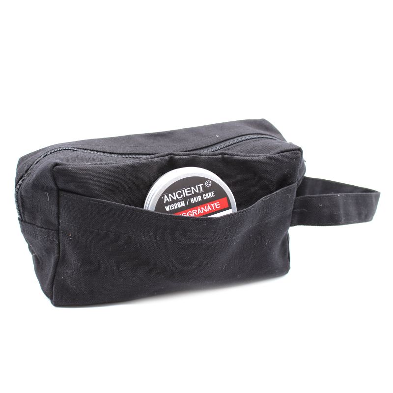 Trousse de Toilette en Coton Noir 10 oz - Carré Classique