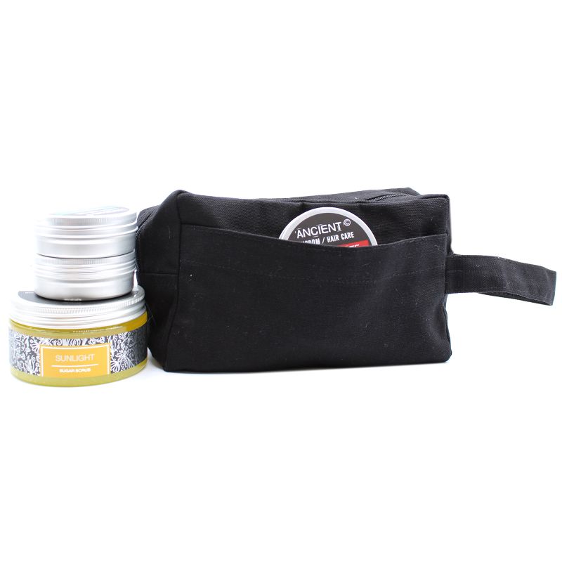 Trousse de Toilette en Coton Noir 10 oz - Carré Classique
