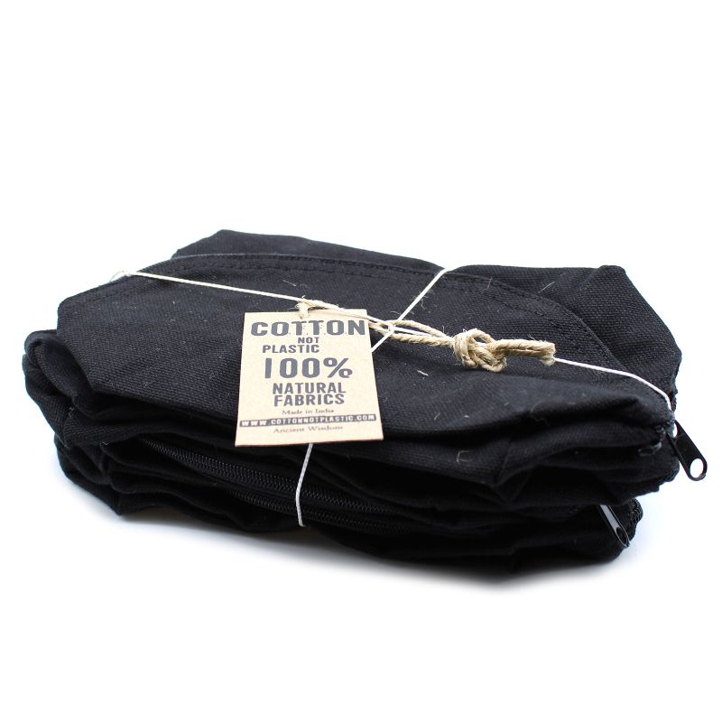 Trousse de Toilette en Coton Noir 10 oz - Demi Lune