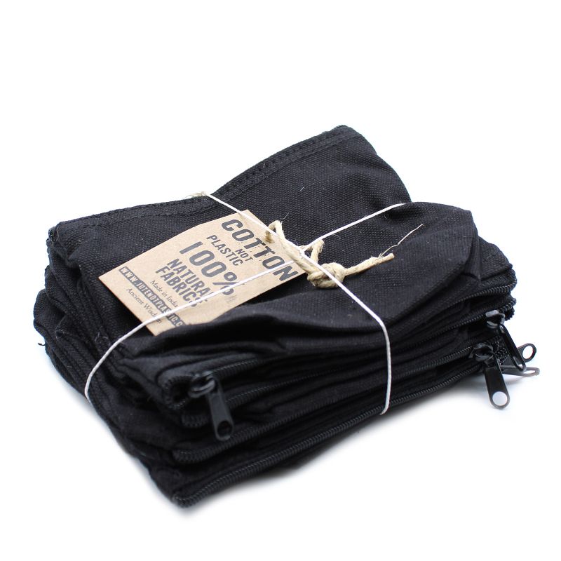 Trousse de Toilette en Coton Noir 10 oz - Mini Pochette