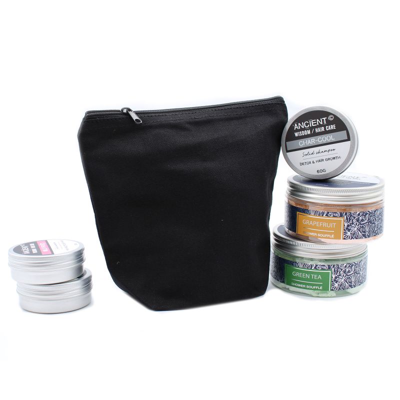 Trousse de Toilette en Coton Noir 10 oz - Pochette Moyenne