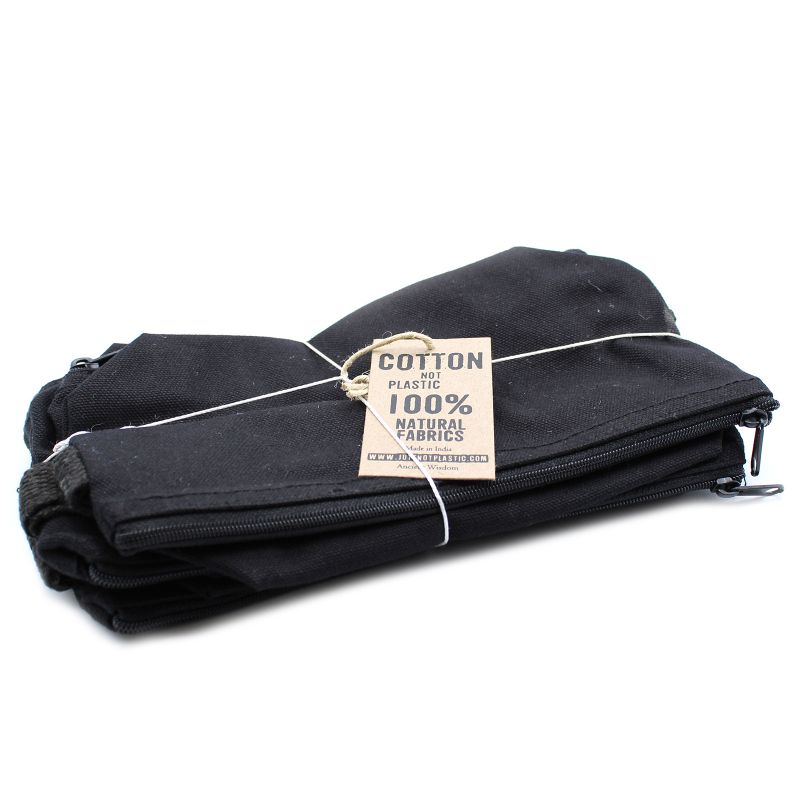Trousse de Toilette en Coton Noir 10 oz - Trousse avec Poignée