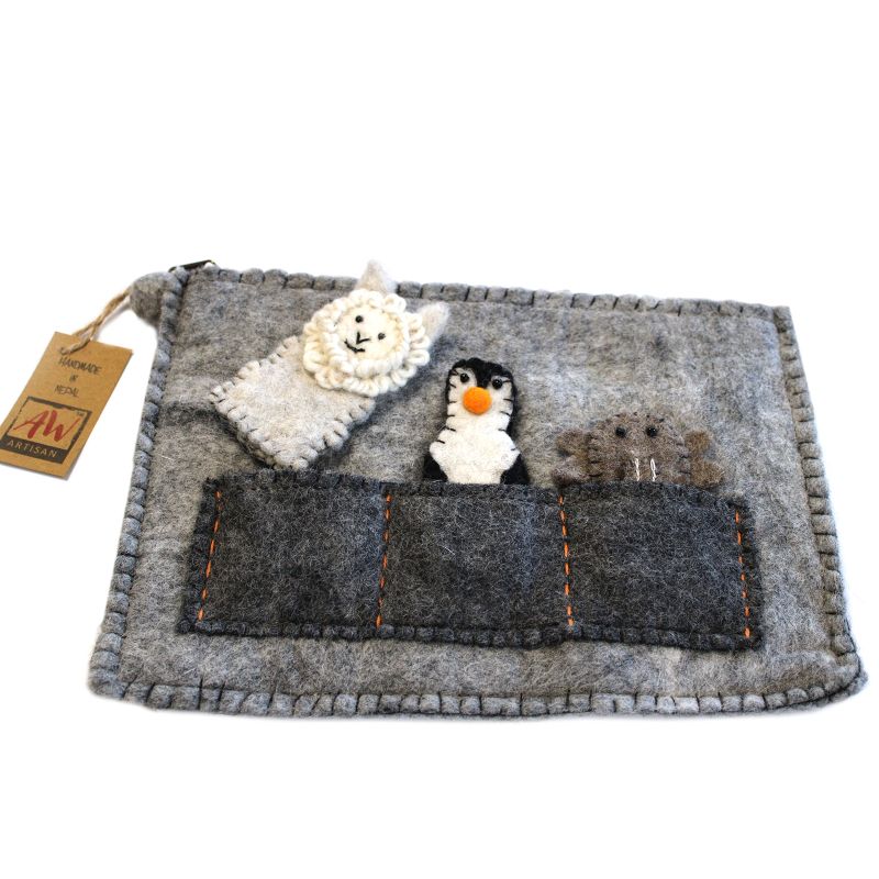Pochette avec marionnettes à doigt pour tablette