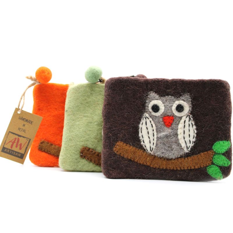 Pochettes en feutre (assorti) - Hibou sur Branche