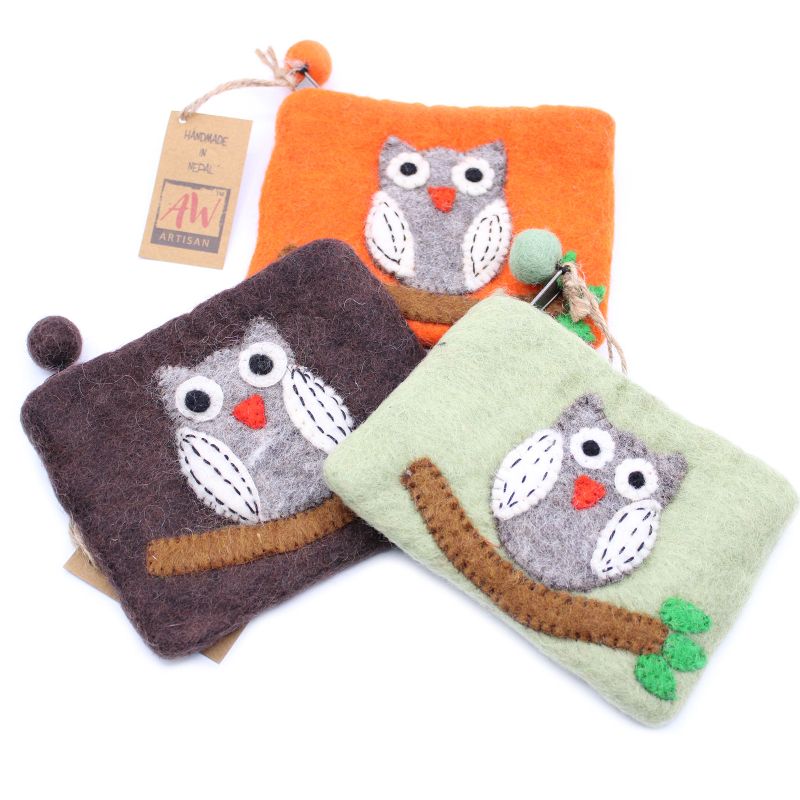 Pochettes en feutre (assorti) - Hibou sur Branche
