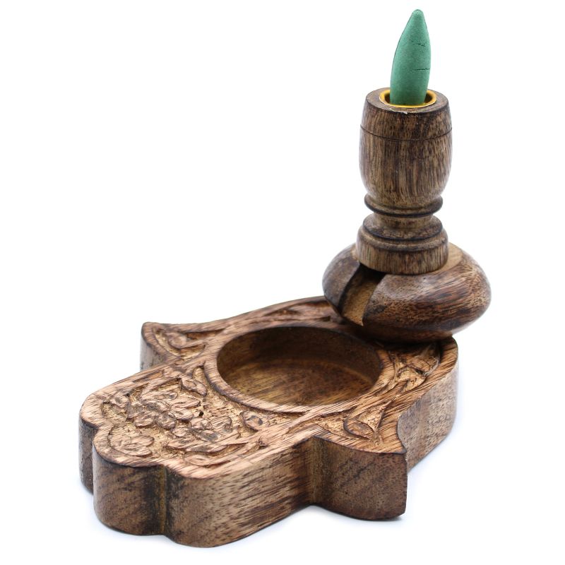 Petit Brûleur à reflux en bois de manguier - Hamsa