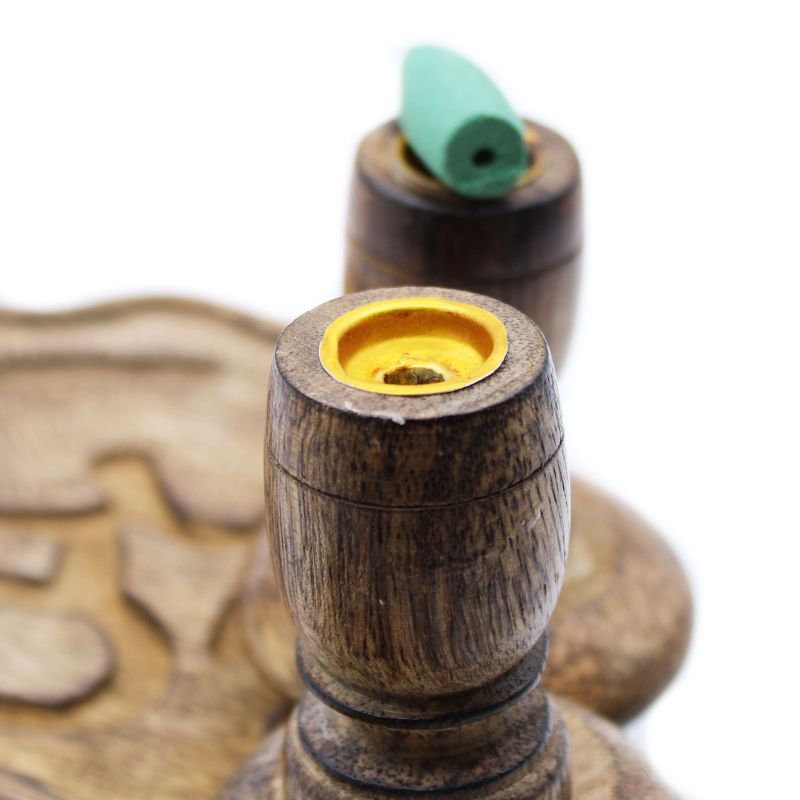 Petit Brûleur à reflux en bois de manguier - Hamsa