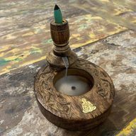 Petit Brûleur à reflux en bois de manguier -  Bouddha
