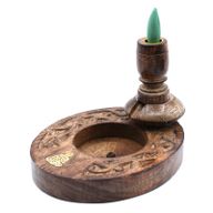 Petit Brûleur à reflux en bois de manguier -  Bouddha