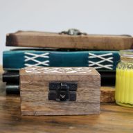 Boite en Bois Blanchi - Petit - Design Aztèque