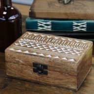 Boite en Bois Blanchi - Grand - Design Aztèque