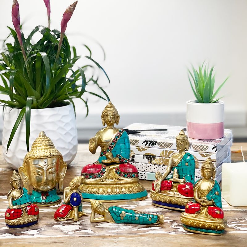 Figurines Boudha en Cuivre - Mains Hautes - 7.5 cm