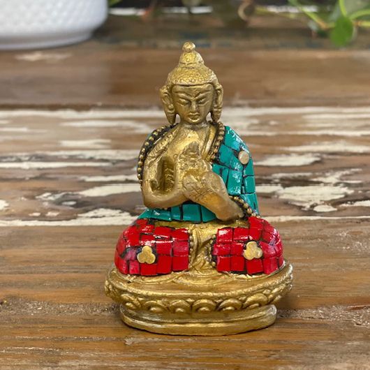 Figurines Boudha en Cuivre - Mains Hautes - 7.5 cm