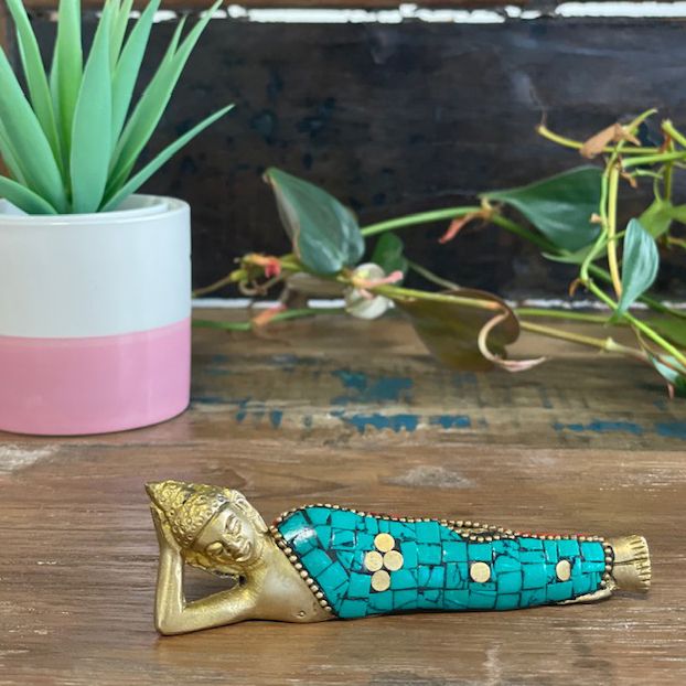 Figurines Boudha en Cuivre - Allongé - 10cm